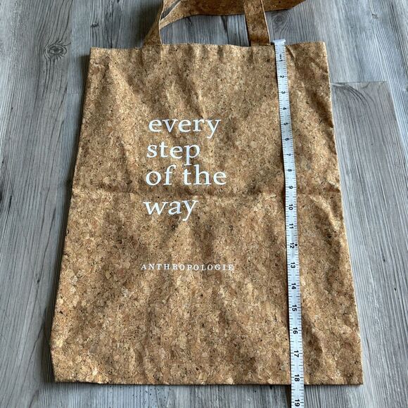 NWOT Anthropologie cork with copper glitter tote bag: “every step of the way” - Picture 6 of 8
